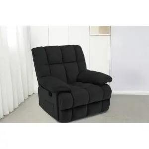 Fotoliu Recliner Puffy funcție rabatabilă, suport picioare integrat, tapițerie textilă premium, 100x106x107 cm, Negru