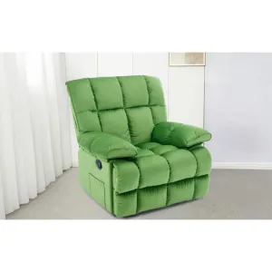 Fotoliu Recliner Puffy funcție rabatabilă, suport picioare integrat, tapițerie textilă premium, 100x106x107 cm, Verde