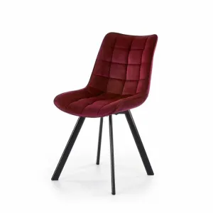 Scaun K332 cu tapițerie textilă, structură metalică, 46x61x84 cm, bordo
