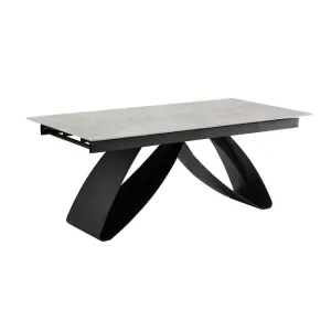 Masă Extensibilă Dexter, design modern, blat MDF + ceramică, mecanism extensie integrat, cadru MDF + oțel, 180-260x90x77 cm, Antracit