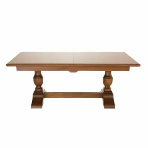 Masă sufragerie extensibilă Mara din lemn masiv fag, panel și MDF, furniruită cu furnir de nuc, 2.00–2.80 m