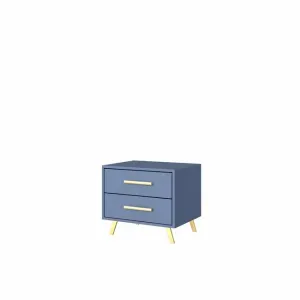 Noptieră Bali 2, 2 sertare, design modern, PAL melaminat, 54x41x48 cm, albastru
