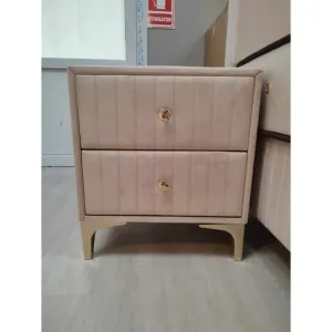Noptieră Nova, Bej - 53x40x60 cm, tapițată cu sertare, catifea premium
