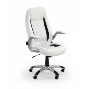 Scaun Saturn, mecanism TILT, piele ecologică perforată, 65x70x122-132 cm, alb
