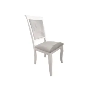 Scaun Aberden M.L., structură lemn masiv, șezut tapițat confortabil, design clasic, 48x40x96 cm, Alb