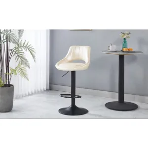 Scaun bar Lary, reglabil pe înălțime, design ergonomic, tapițerie eco-piele, 45x49x84-103 cm, Bej