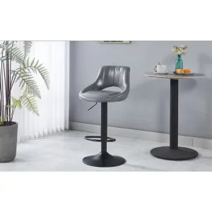 Scaun bar Lary, reglabil pe înălțime, design ergonomic, tapițerie eco-piele, 45x49x84-103 cm, Gri
