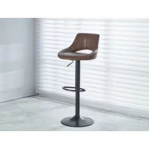 Scaun bar Lary, reglabil pe înălțime, design ergonomic, tapițerie eco-piele, 45x49x84-103 cm, Maro