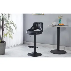 Scaun bar Lary, reglabil pe înălțime, design ergonomic, tapițerie eco-piele, 45x49x84-103 cm, Negru