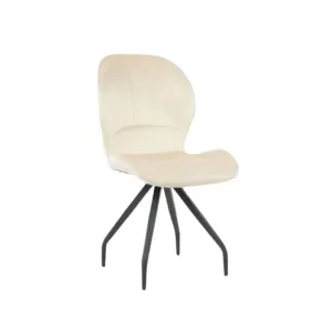 Scaun Criss, stil contemporan, tapițerie catifea moale, picioare metalice, 58x50x88 cm, Bej