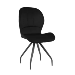 Scaun Criss, stil contemporan, tapițerie catifea moale, picioare metalice, 58x50x88 cm, Negru