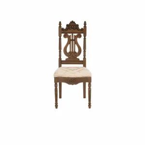 Scaun Sonia cu spătar lira din lemn masiv, 46x48x100 cm cu tapițerie elegantă