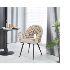 Scaun Tuffy, tapițerie stofă premium, cadru lemn masiv, 98x62x58 cm, Bej