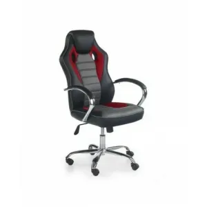 Scaun Scroll directorial, mecanism TILT, piele ecologică premium, 61x48x109-119 cm, negru/roșu/gri