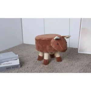 Taburet copii Cerb, design atractiv cu structură solidă din lemn, 38x28x28 cm, maro
