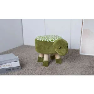 Taburet copii Broscuță, structură stabilă din lemn, 38x28x28 cm, verde