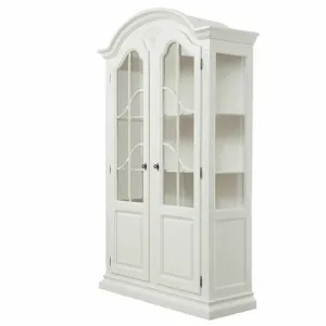 Vitrină Mara, 2 uși, lemn masiv fag și MDF furniruit, 122x54x226 cm, natur
