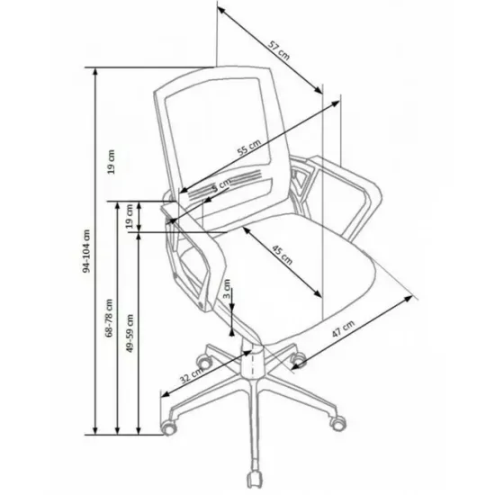 Scaun de birou Ascot negru/alb/gri cu mecanism TILT și șezut ergonomic picture - 5