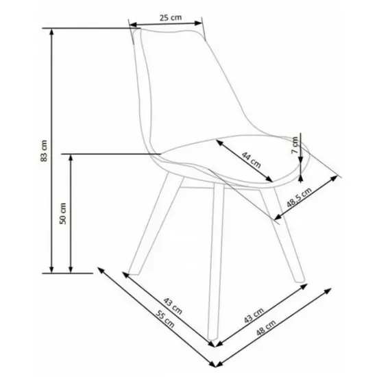 Scaun K245, design transparent modern, structură policarbonat, 48x53x83 cm, alb / transparent picture - 3