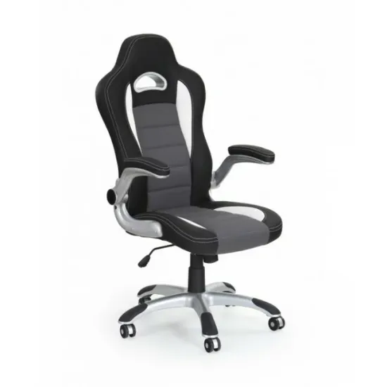 Scaun Lotus, mecanism TILT și cotiere reglabile, piele ecologică perforată, 63x65x117-127 cm, negru/gri picture - 3