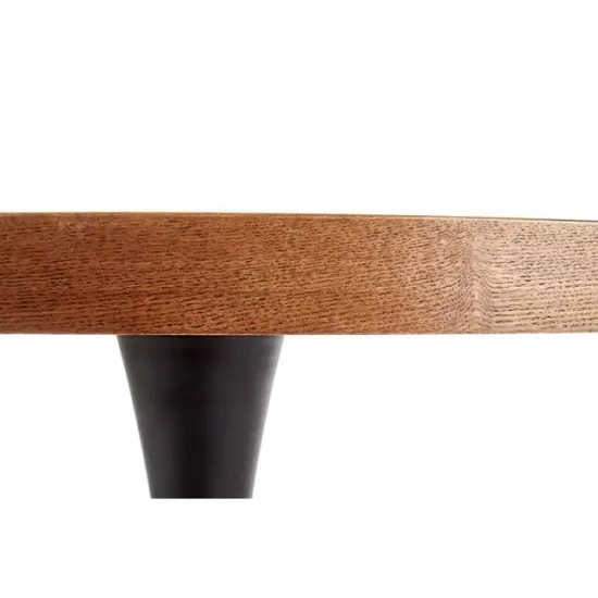 Masă Carmelo rotundă cu blat MDF furniruit și cadru metalic, 100x75 cm, nuc/negru picture - 3