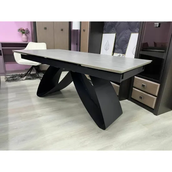 Masă Extensibilă Dexter, design modern, blat MDF + ceramică, mecanism extensie integrat, cadru MDF + oțel, 180-260x90x77 cm, Antracit picture - 3