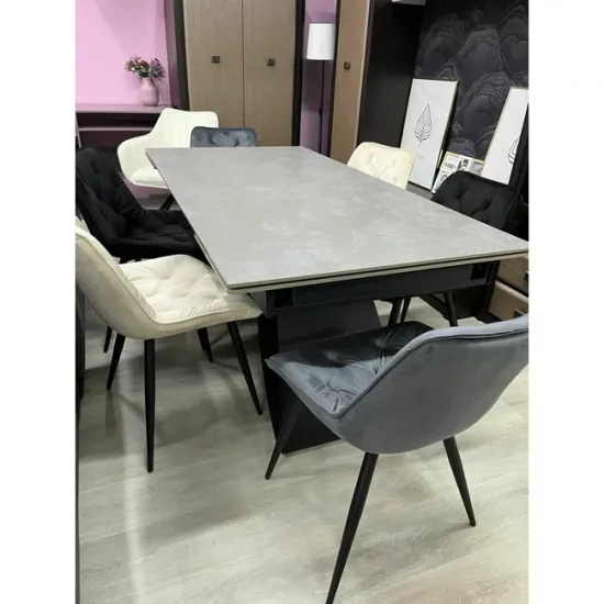 Masă Extensibilă Dexter, design modern, blat MDF + ceramică, mecanism extensie integrat, cadru MDF + oțel, 180-260x90x77 cm, Antracit picture - 4