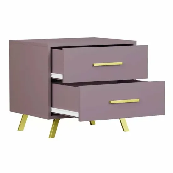 Noptieră Bali 2, 2 sertare, design modern, PAL melaminat, 54x41x48 cm, roz picture - 2