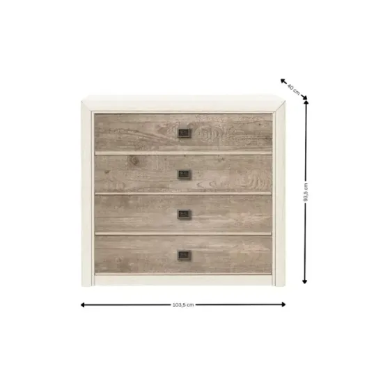 Set Dormitor Koen II, mobilier modular complet, pat 160x200 cm, dulap 4 uși, comodă și noptiere, MDF + PAL, Pin Arizona/Stejar Nava picture - 6