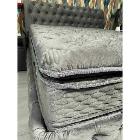 Set Pat Chester + Saltea Raysa Premium, culoare personalizabila - 160x200 cm, ladă depozitare, somieră metalică fixă, tapițerie catifea baby face picture - 11