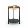 Măsuță cafea Rolo rotundă, design elegant, PAL melaminat și metal, 44x55 cm, stejar/negru picture - 1