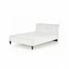 Pat Samara, stil elegant, piele ecologică și lemn masiv, 160x200 cm, alb picture - 1