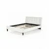 Pat Samara, stil elegant, piele ecologică și lemn masiv, 160x200 cm, alb picture - 5