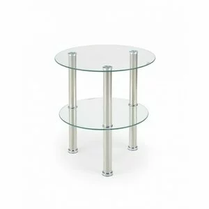 Măsuță cafea Sardinia, design premium, sticlă securizată, 45x45x48 cm, transparentă