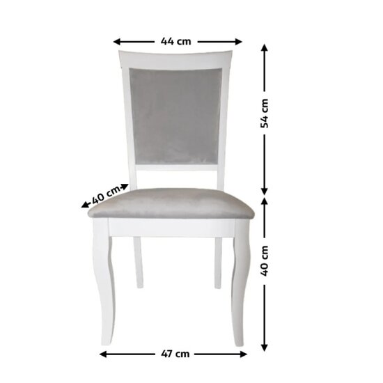 Scaun Aberden M.L., structură lemn masiv, șezut tapițat confortabil, design clasic, 48x40x96 cm, Alb picture - 2