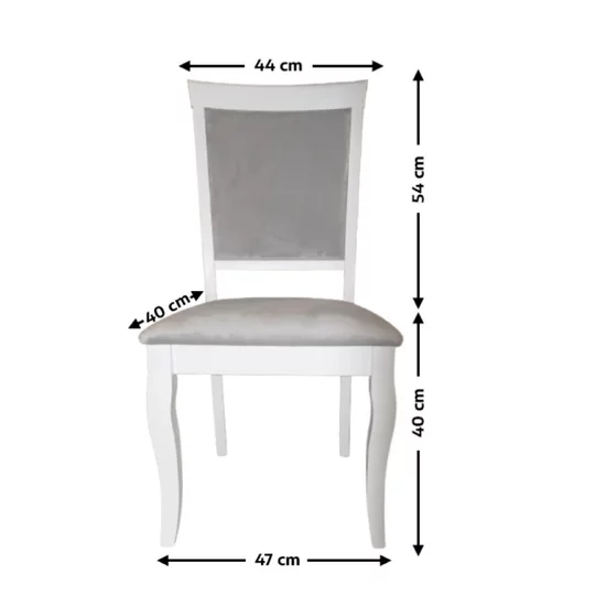 Scaun Aberden M.L., structură lemn masiv, șezut tapițat confortabil, design clasic, 48x40x96 cm, Alb picture - 2