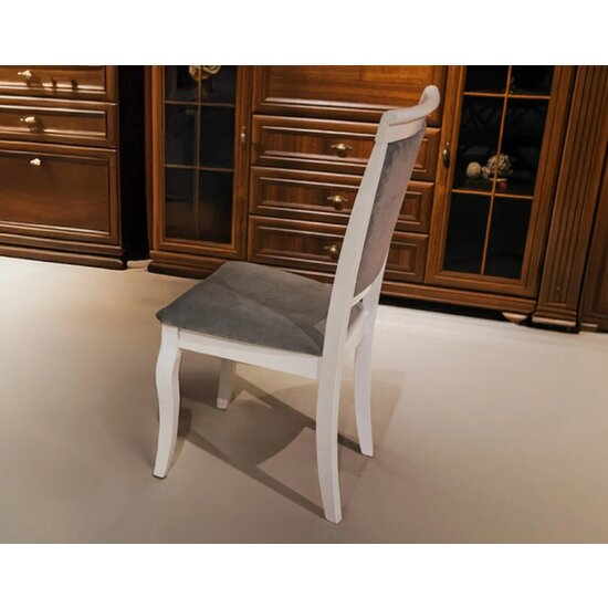 Scaun Aberden M.L., structură lemn masiv, șezut tapițat confortabil, design clasic, 48x40x96 cm, Alb picture - 3