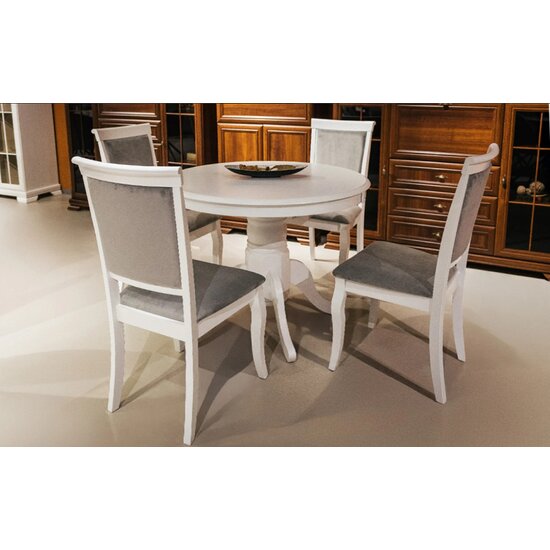 Scaun Aberden M.L., structură lemn masiv, șezut tapițat confortabil, design clasic, 48x40x96 cm, Alb picture - 4