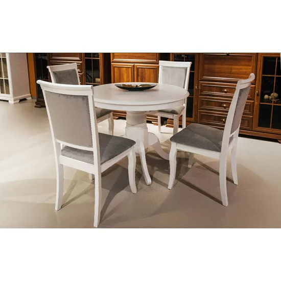 Scaun Aberden M.L., structură lemn masiv, șezut tapițat confortabil, design clasic, 48x40x96 cm, Alb picture - 4