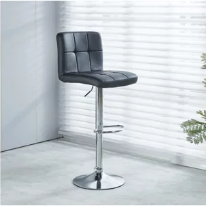 Scaun bar Joly, design minimalist, bază metalică rotativă, reglaj înălțime, eco-piele premium, Negru