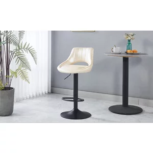 Scaun bar Lary, reglabil pe înălțime, design ergonomic, tapițerie eco-piele, 45x49x84-103 cm, Bej