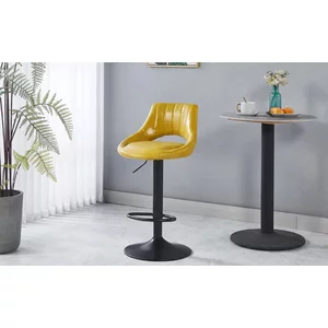 Scaun bar Lary, reglabil pe înălțime, design ergonomic, tapițerie eco-piele, 45x49x84-103 cm, Galben