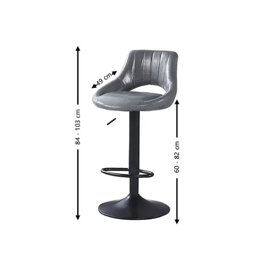 Scaun bar Lary, reglabil pe înălțime, design ergonomic, tapițerie eco-piele, 45x49x84-103 cm, Gri picture - 2