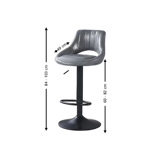Scaun bar Lary, reglabil pe înălțime, design ergonomic, tapițerie eco-piele, 45x49x84-103 cm, Gri picture - 2