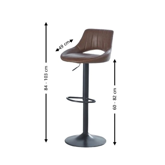 Scaun bar Lary, reglabil pe înălțime, design ergonomic, tapițerie eco-piele, 45x49x84-103 cm, Maro picture - 4