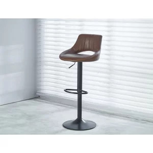 Scaun bar Lary, reglabil pe înălțime, design ergonomic, tapițerie eco-piele, 45x49x84-103 cm, Maro