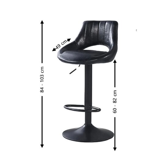 Scaun bar Lary, reglabil pe înălțime, design ergonomic, tapițerie eco-piele, 45x49x84-103 cm, Negru picture - 2