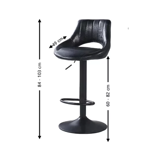 Scaun bar Lary, reglabil pe înălțime, design ergonomic, tapițerie eco-piele, 45x49x84-103 cm, Negru picture - 2