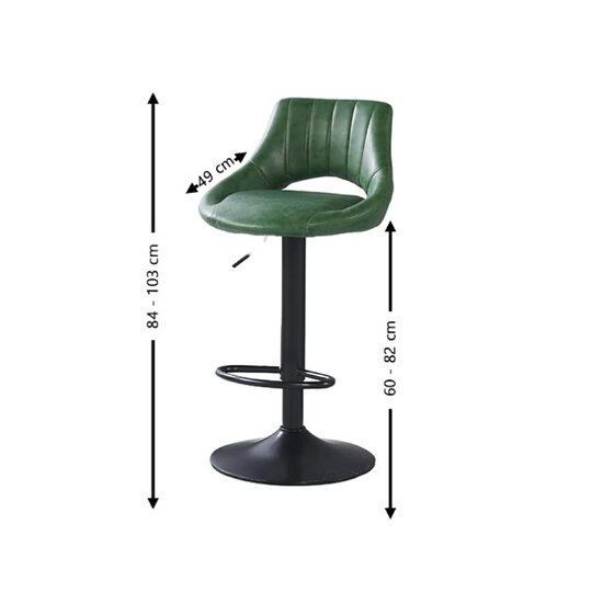 Scaun bar Lary, reglabil pe înălțime, design ergonomic, tapițerie eco-piele, 45x49x84-103 cm, Verde picture - 2