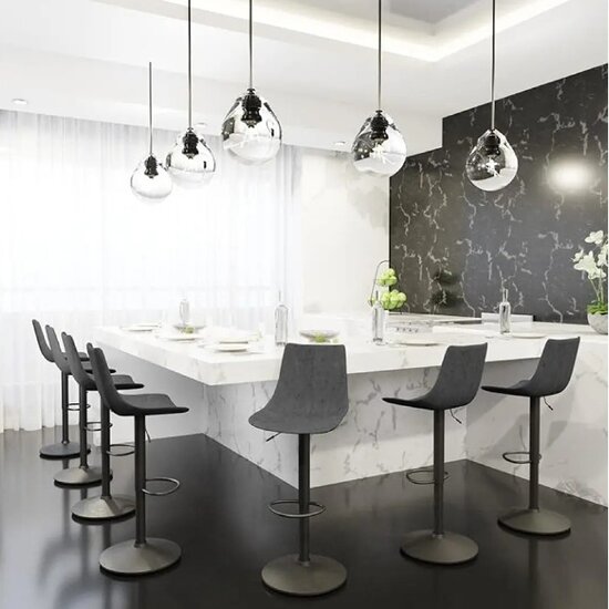 Scaun bar Polo, șezut ergonomic, bază cromată, suport picioare integrat, 93-115 cm, Gri picture - 2